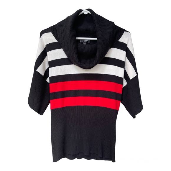 Spense Tops - Spense Cowl Neck Knit Sweater Top size small Stripes white red